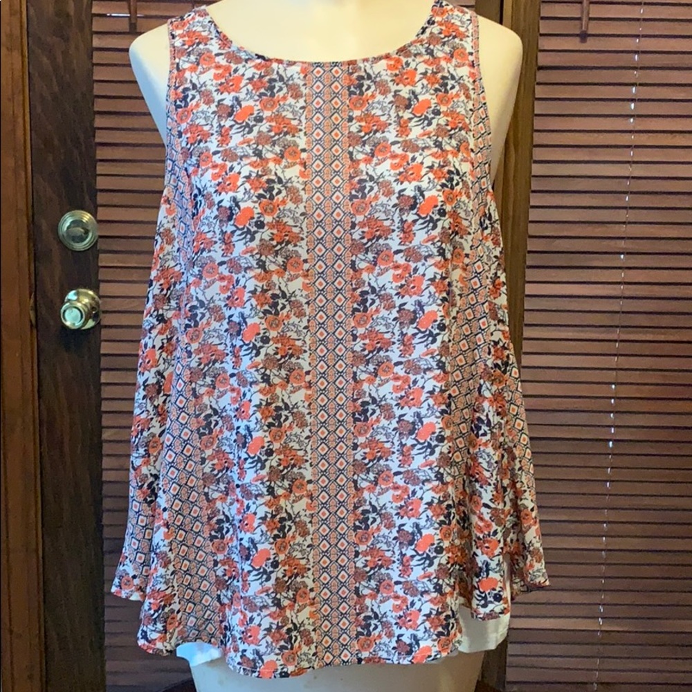 Layered sleeveless floral work top